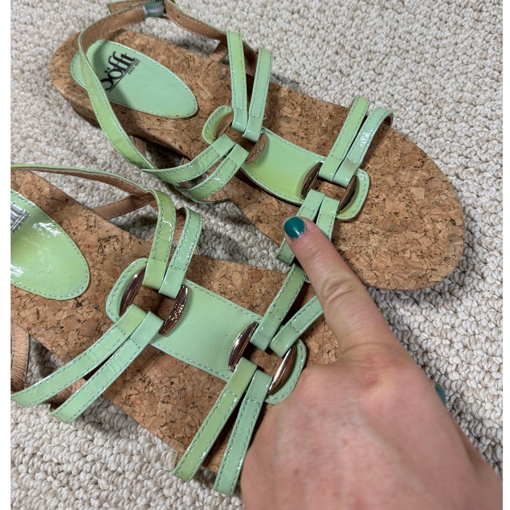 Sofft Catl 13 Sandals Womens 9.5 Green Boho Chic‎ Low Wedge Slingback Strappy - Picture 4 of 8